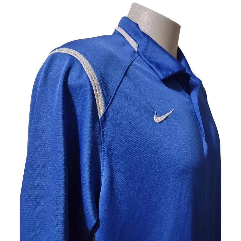 Nike Polo Shirt Mens Blue Norm Core Athleisure Logo Short Sleeve Top Relaxed Fit